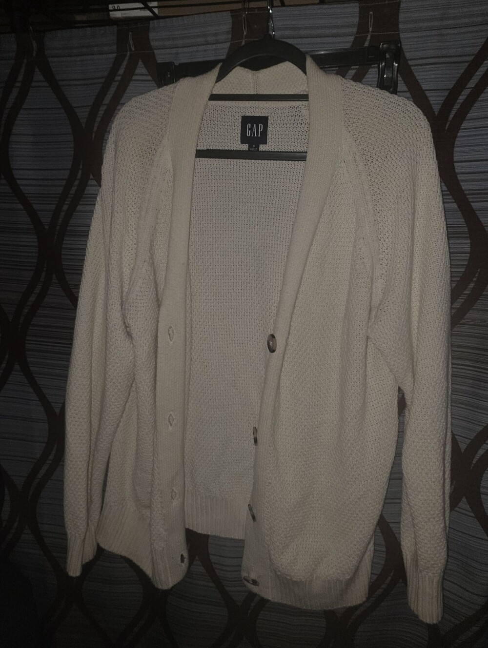 GAP Ivory Button-Front Knit Cardigan